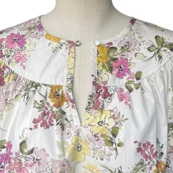 Johnny Was Jade Isabella Floral Three-Quarter Sleeve Blouse Cream Medium - Picture 3 of 6